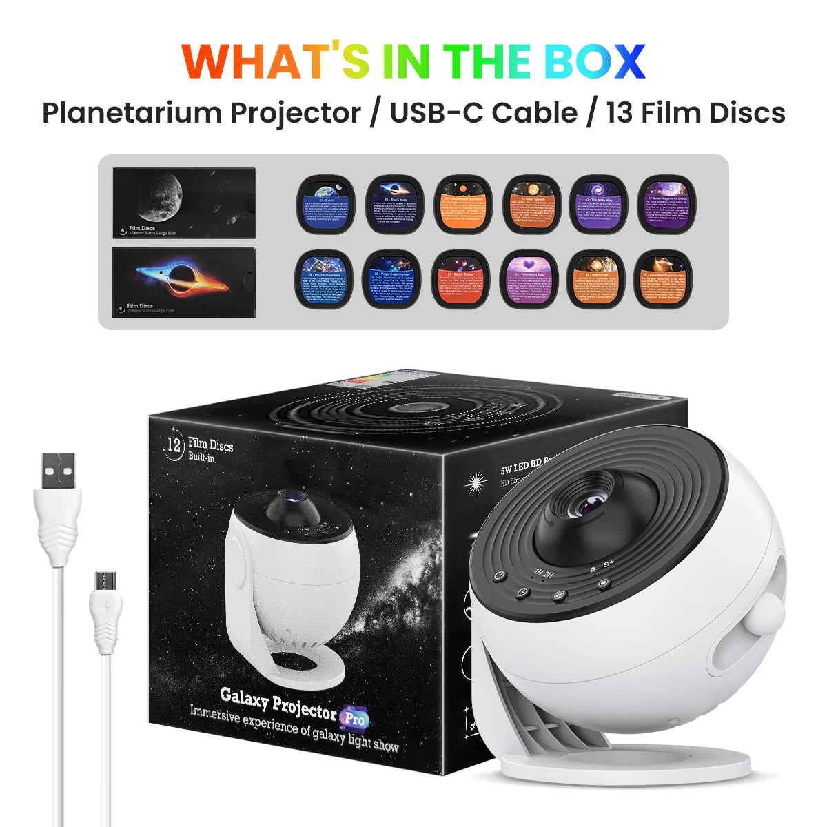 Mallex HD Starry Sky Globe Galaxy Projection Night Lite, White Planetarium LED Lamp for Bedroom Christmas Birthday Party Gift