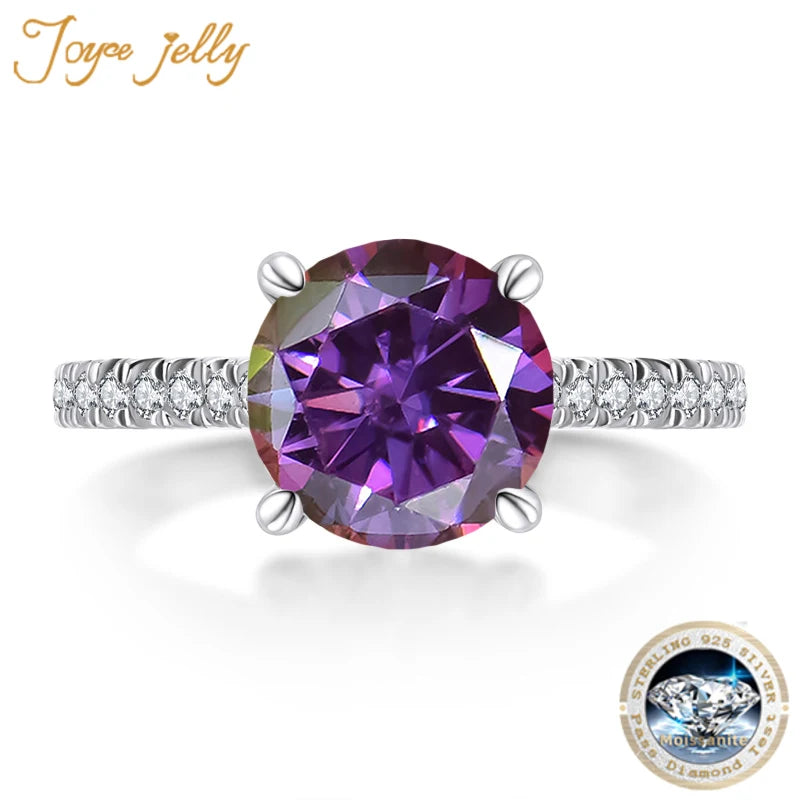 JoyceJelly 2CT 3CT Portuguese Cutting Moissanite Ring S925 Sterling Silver Female Luxury Wedding Bands Fine Jewelry For Women