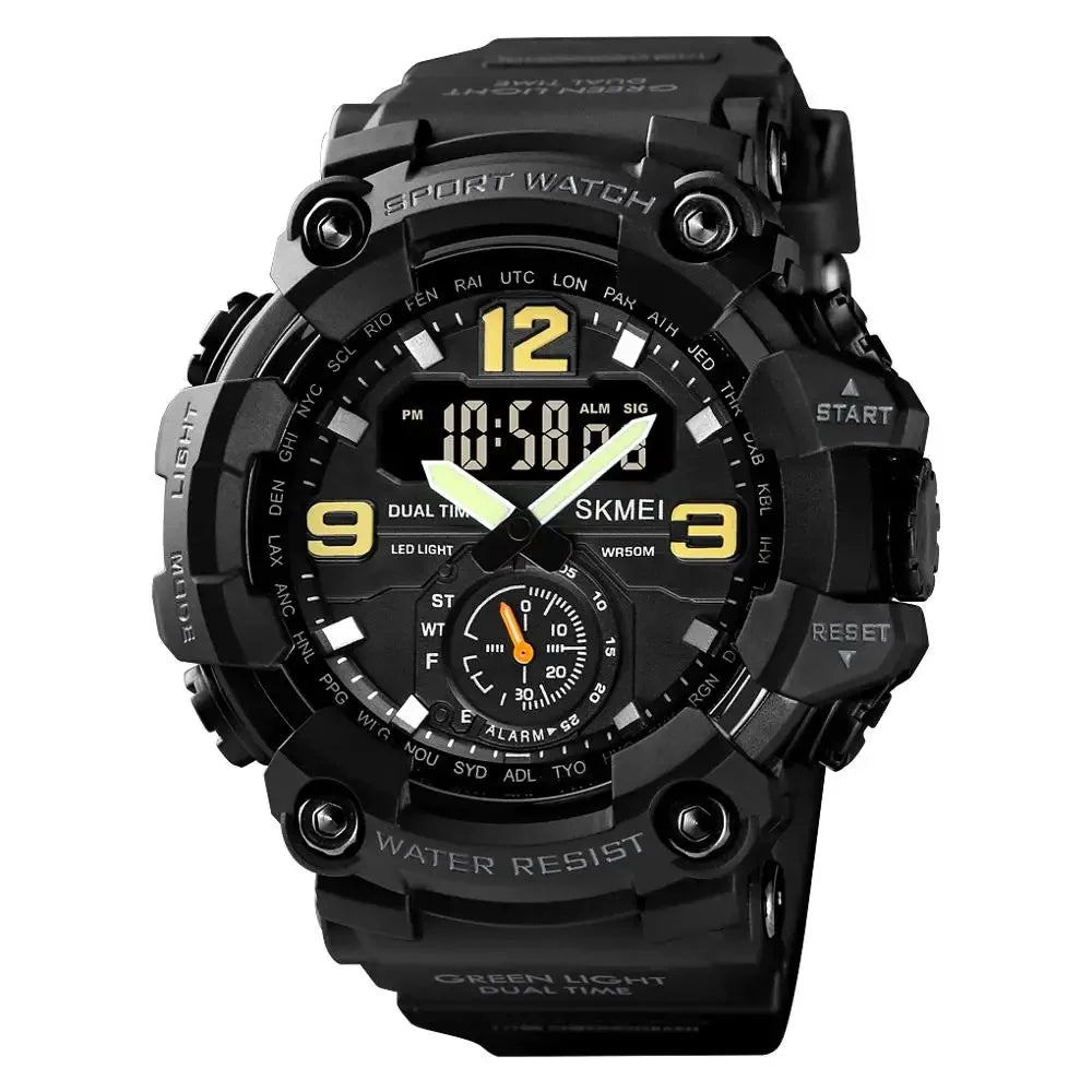 SKMEI 1637 Military Watch for Men LED Display Waterproof Quartz Wristwatch Mens Sport Digital Shockproof Clock Montre Homme 1965