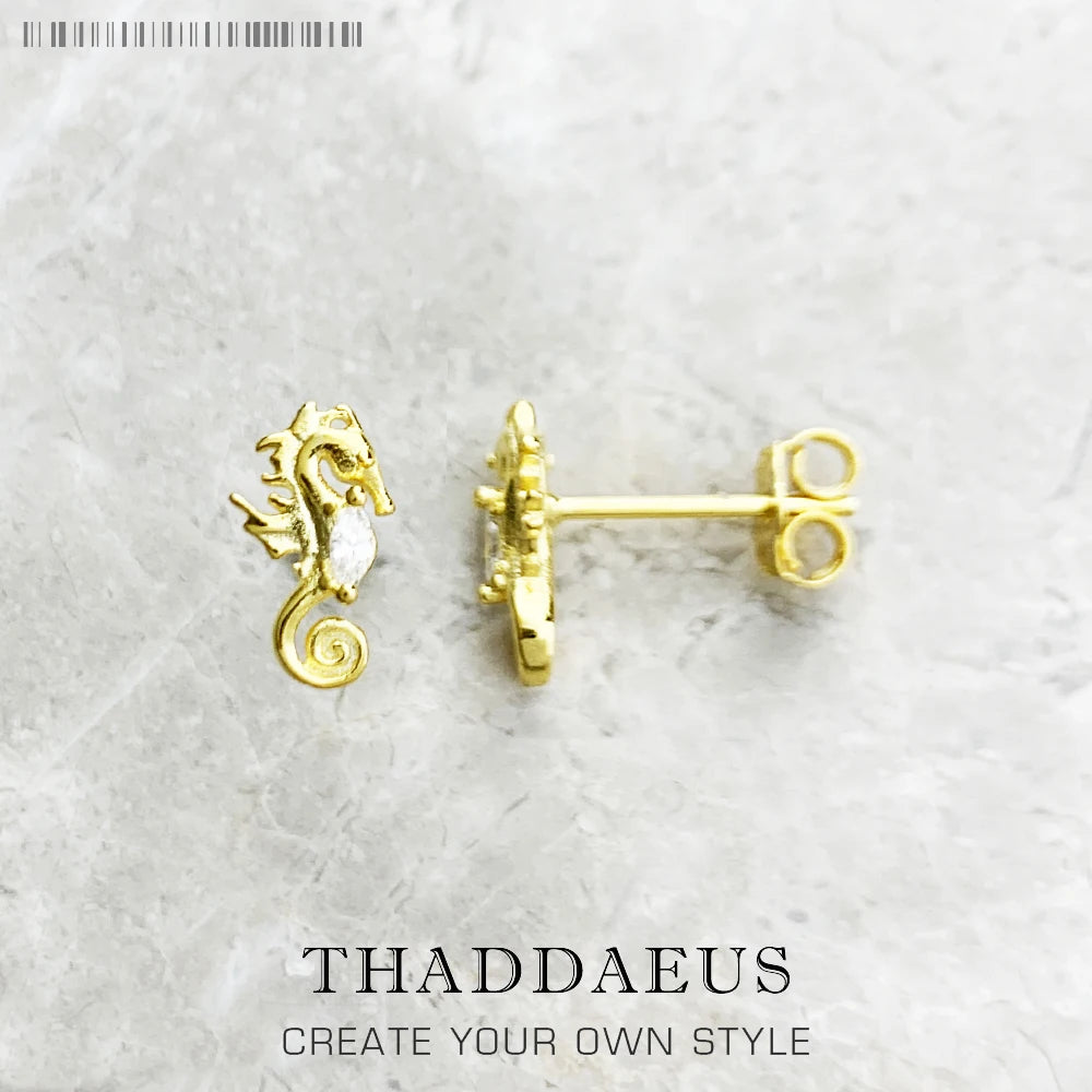 Ear Stud Seahorse Fine Jewerly For Women Trendy Romantic Gift In 925 Sterling Silver