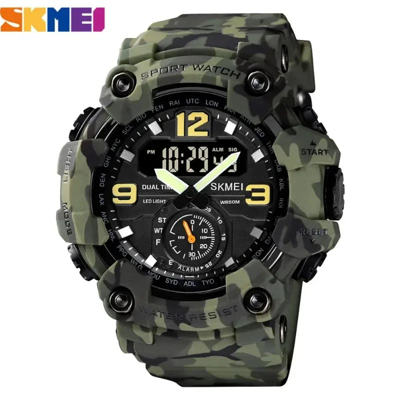 SKMEI 1637 Military Watch for Men LED Display Waterproof Quartz Wristwatch Mens Sport Digital Shockproof Clock Montre Homme 1965