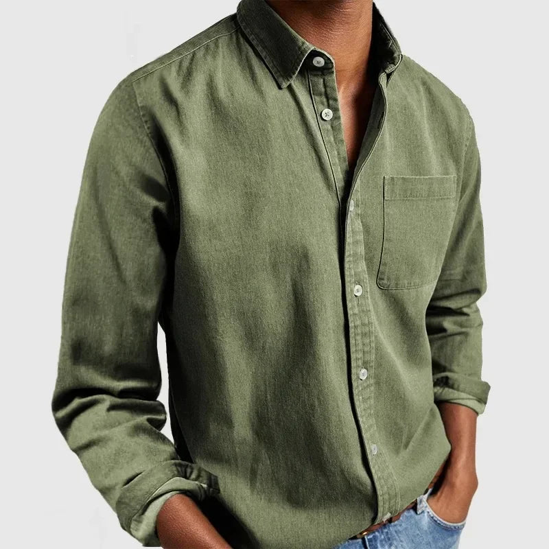 2026 Fashion Men's Clothing Breathable Cotton Long-sleeved Loose Casual Shirt Men Simple Lapel Tops Vintage All-match Man Blouse