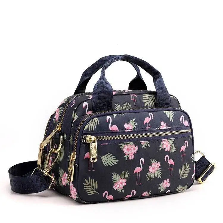 Floral Style Nylon Shoulder Handbag for Women