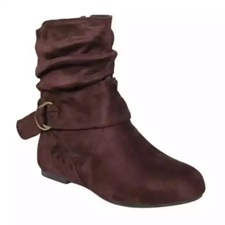 Women's Corduroy Mid-Calf Boots-British Style