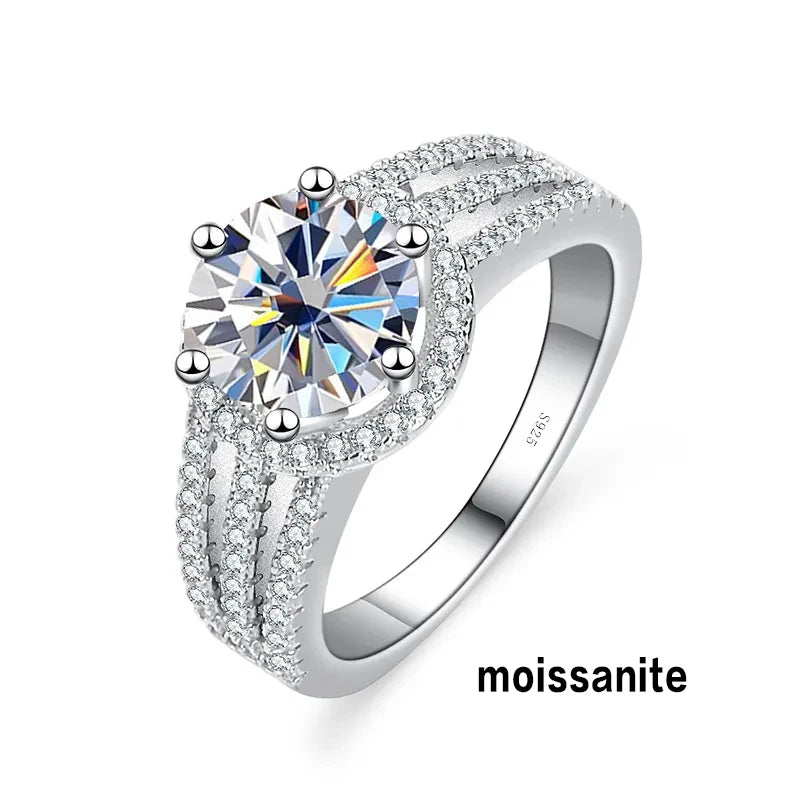 JoyceJelly Luxury Round 2CT 8mm VVS D-COLOR Moissanite Diamond Ring For Women S925 Sterling Silver Wedding Rings Engagement Gift