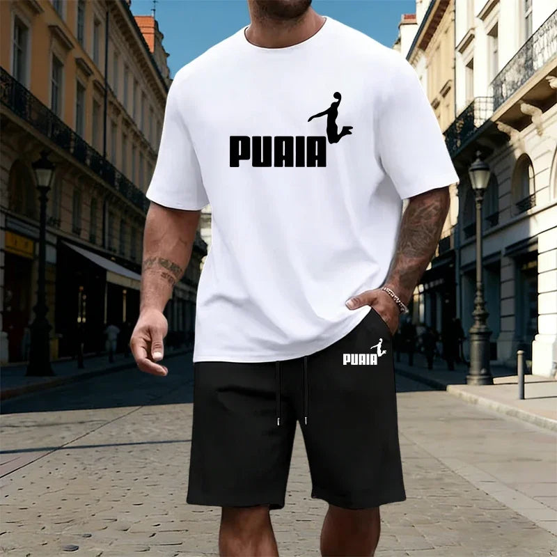 Summer Mens T-Shirt Tracksuit Casual Jogging Sportswear Outdoor Sports Adult Clothes Quality Street O Neck Short Sleeves Shorts