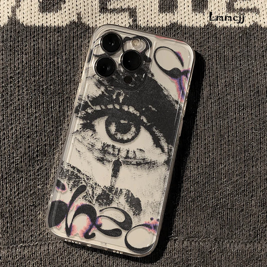Lmmcjj Punk Eye Phone Case For iPhone 14 13 Mini 15 Pro Max 16 Plus 11 12 XR X XS Se 2020 7 8 Silicone Phone Cover iPhone Case