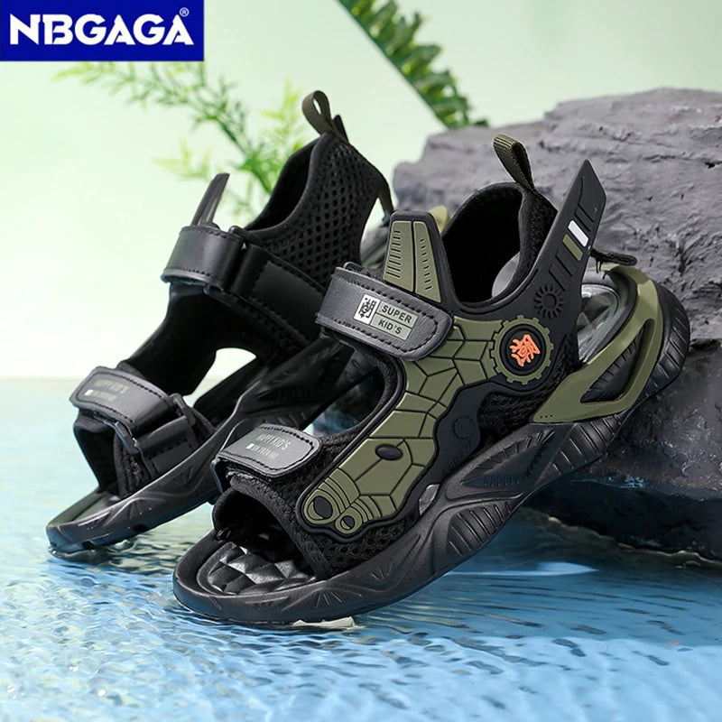 Summer Kids' Sandals Boys Soft Bottom Casual Beach Shoes School Students Comfortable Flat Walking Sandials