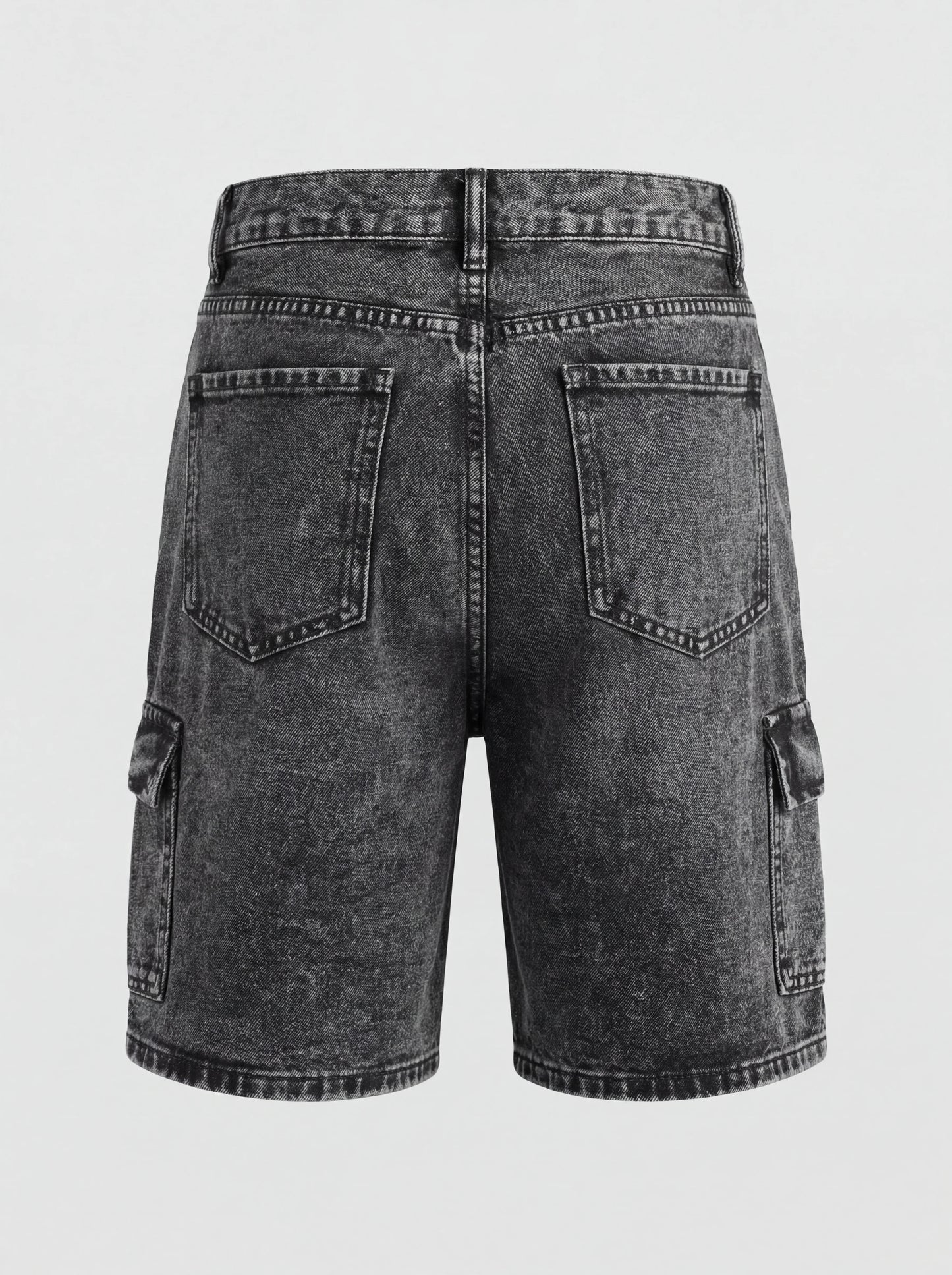 Teenage Girls 13-16 Years Old Workwear Multi-Pocket Five-Quarter Denim Jeans with Adjustable Waist And Snowflake Craft