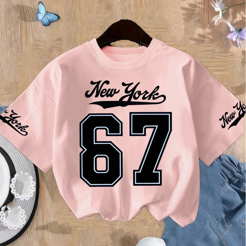 Teenager New York Six Seven T-shirts for Boys Girls Summer Children Casual Colorful Fashion Tops Kids O-Neck Short Sleeve Tees
