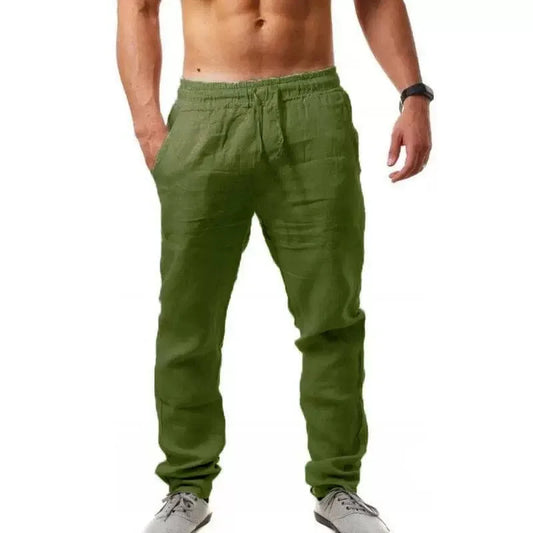2026 Summer Men's Hip Hop Breathable Cotton Linen Loose Casual Sports Pants