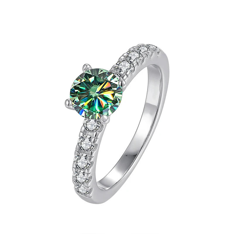 JoyceJelly Women's D Color 1 Carat Moissanite Diamond Ring Wedding 925 Sterling Silver Jewelry Classical Four Claw Design Gift