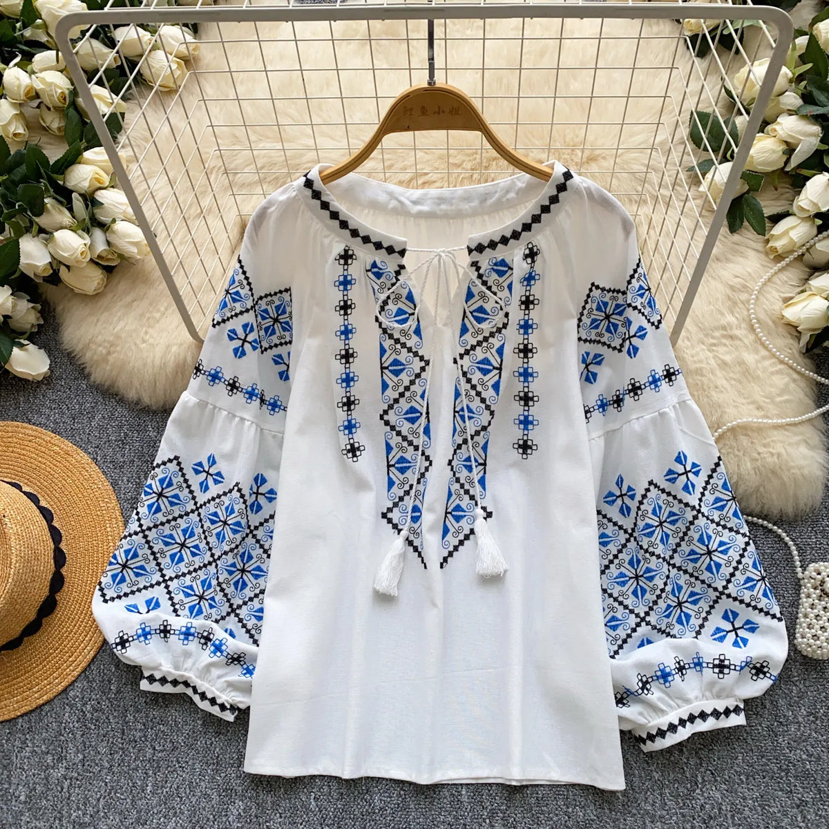 Women's Boho Embroidered Blouse