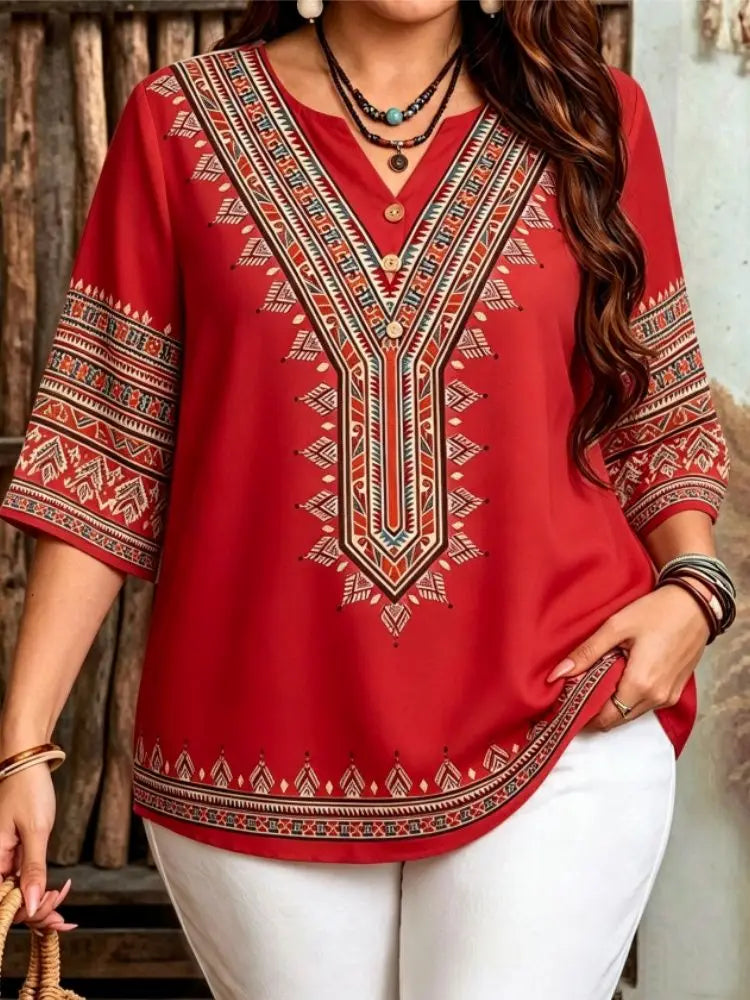 Women's Bohemian Style Blouse for Plus Size