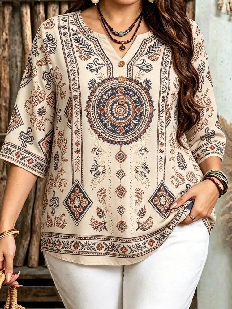 Women's Bohemian Style Blouse for Plus Size