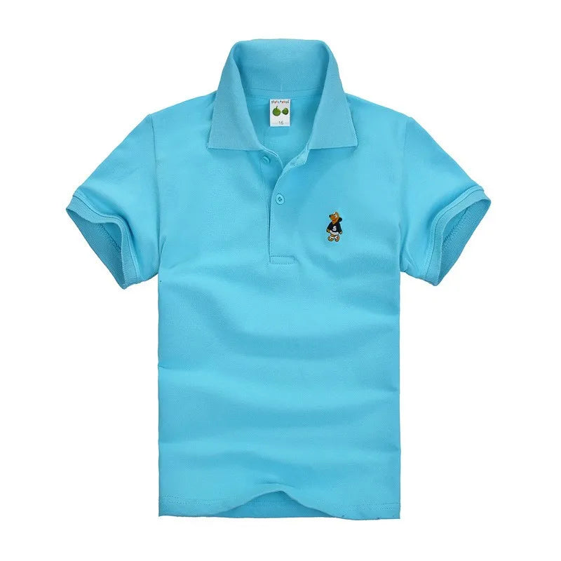 Summer Teenager POLO Shirts 3-14Yrs Children T-shirt For Girls Short-Sleeve Baby Tops Boys Tee Shirts Solid Color Kids Outerwear