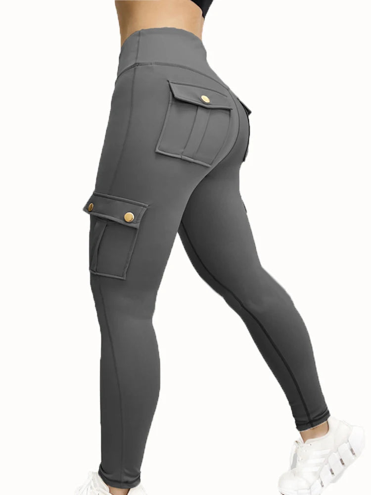 1/2/3 Pcs Seamless Yoga Cargo Leggings With Pocket Women Fashion Hip Lifting Sport Pants High Waist Fitness Elastic Slim Tight