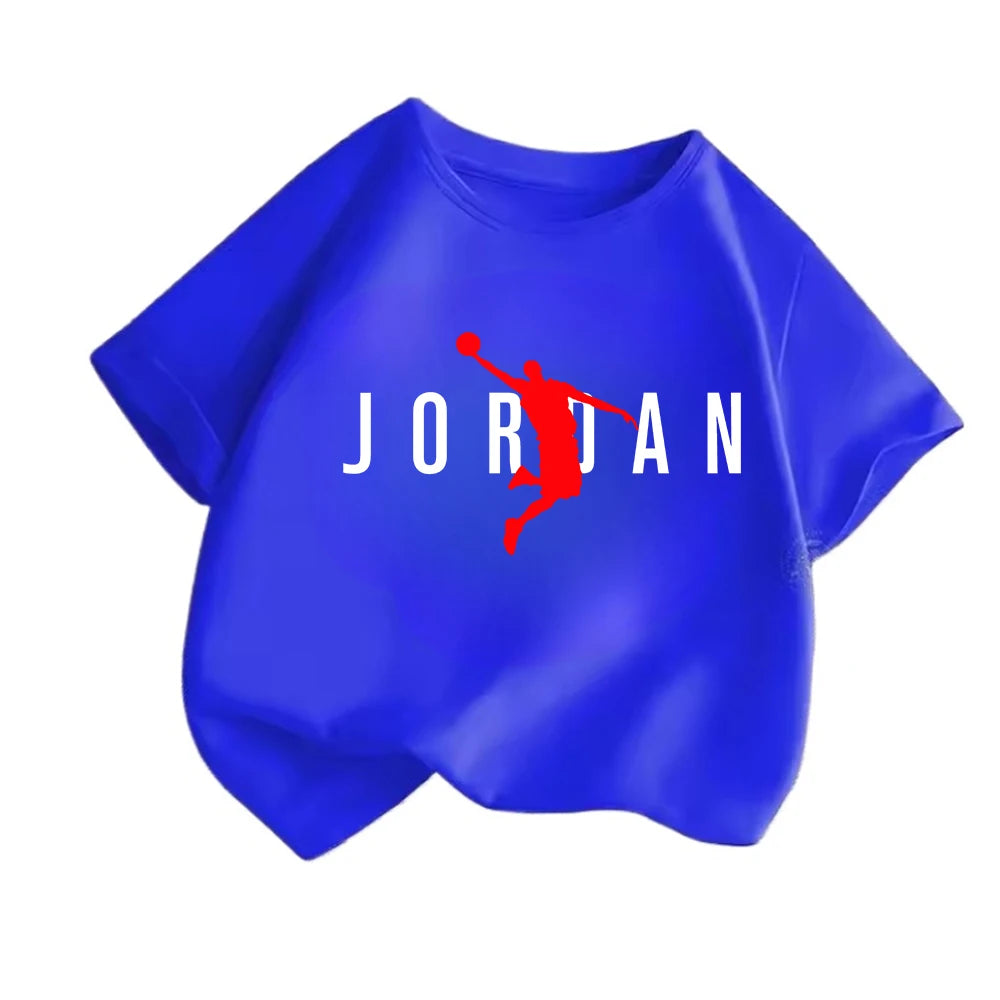 Summer Casual Kids T-shirt Breathable Cotton Jordan Print Short Sleeve Sport Tees Fashion Boy Girl Clothes