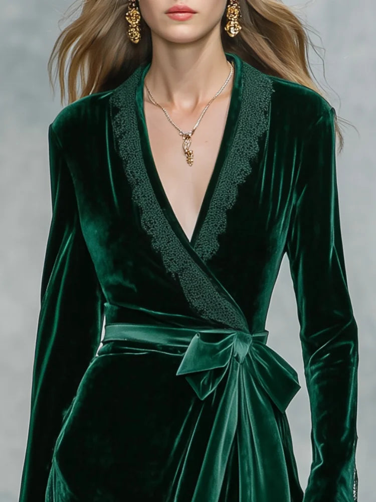 Women's Velvet-Style Wrap Dress