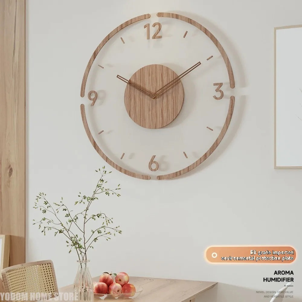 Hot Wall Clock Living Room Decoration Solid Wood Creative Silent Nordic Simple Quartz Clock Luxury Wall Watch Decor Fashion