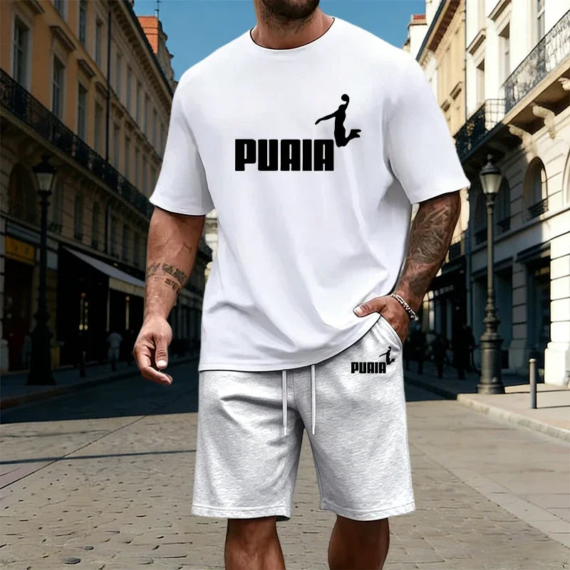Summer Mens T-Shirt Tracksuit Casual Jogging Sportswear Outdoor Sports Adult Clothes Quality Street O Neck Short Sleeves Shorts