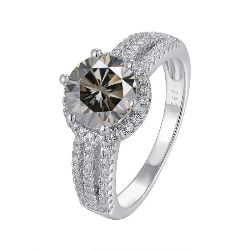 JoyceJelly Luxury Round 2CT 8mm VVS D-COLOR Moissanite Diamond Ring For Women S925 Sterling Silver Wedding Rings Engagement Gift