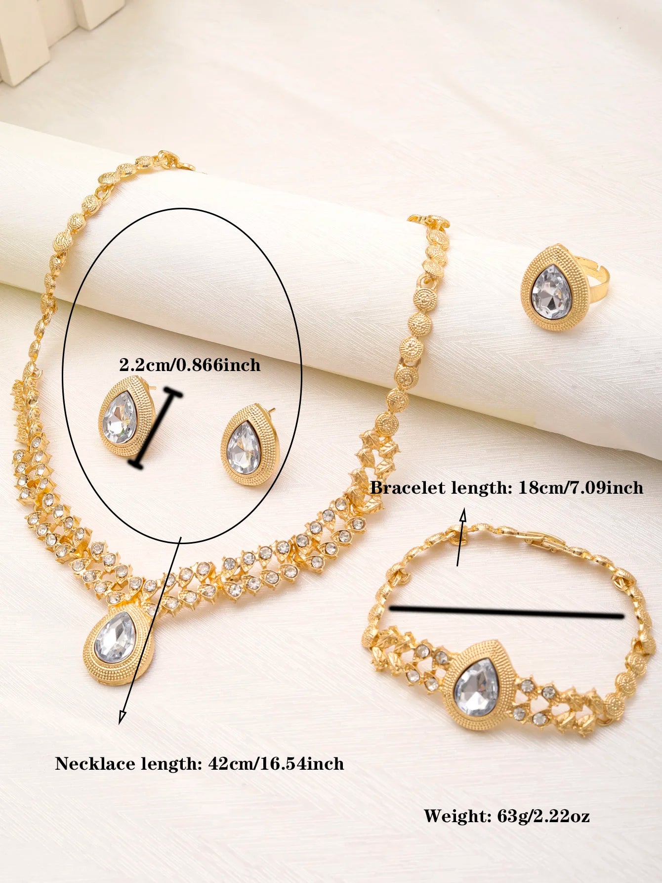 Liffly Dubai Gold Color Zircon Jewelry Sets for Women Bridal Indian Necklace Nigerian Wedding Jewelry Bracelet Earring Ring