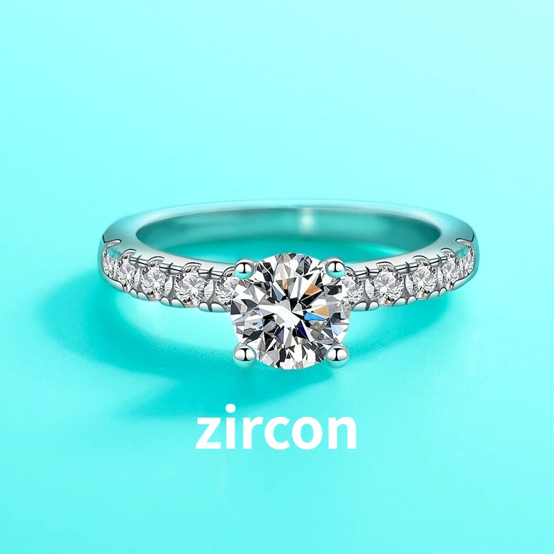 JoyceJelly Women's D Color 1 Carat Moissanite Diamond Ring Wedding 925 Sterling Silver Jewelry Classical Four Claw Design Gift