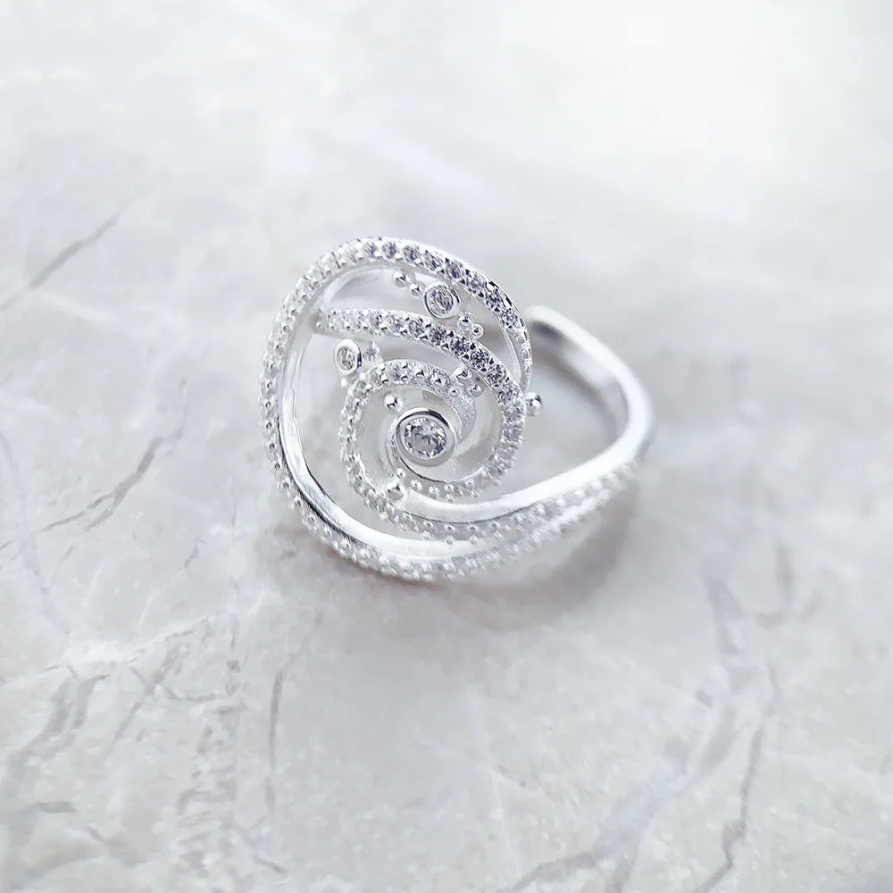 Ring Wave 2023 Summer Brand New Fine Jewerly Pure Solid 925 Sterling Silver Romantic Gift For Women