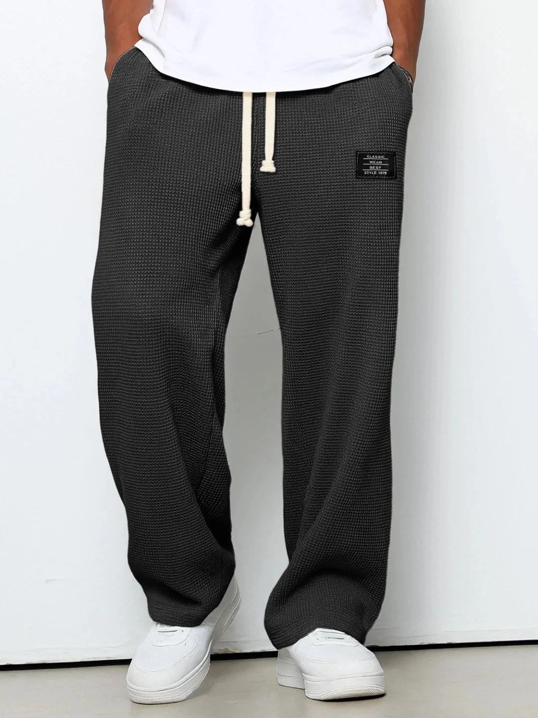 Mens Corduroy Casual Pants Fashion Loose Fit Pants Straight Sweatpants Elastic Waist Drawstring Outdoor Streetwear