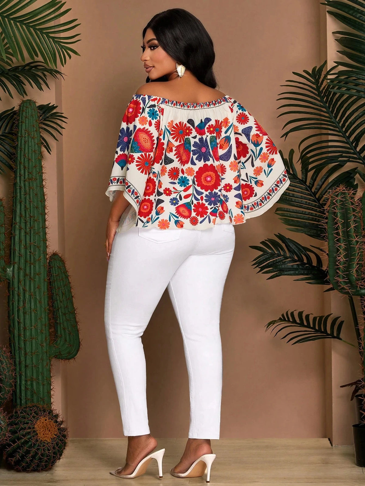 Plus Size Women Bohemian Off the Shoulder Blouse