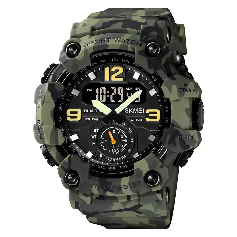 SKMEI 1637 Military Watch for Men LED Display Waterproof Quartz Wristwatch Mens Sport Digital Shockproof Clock Montre Homme 1965