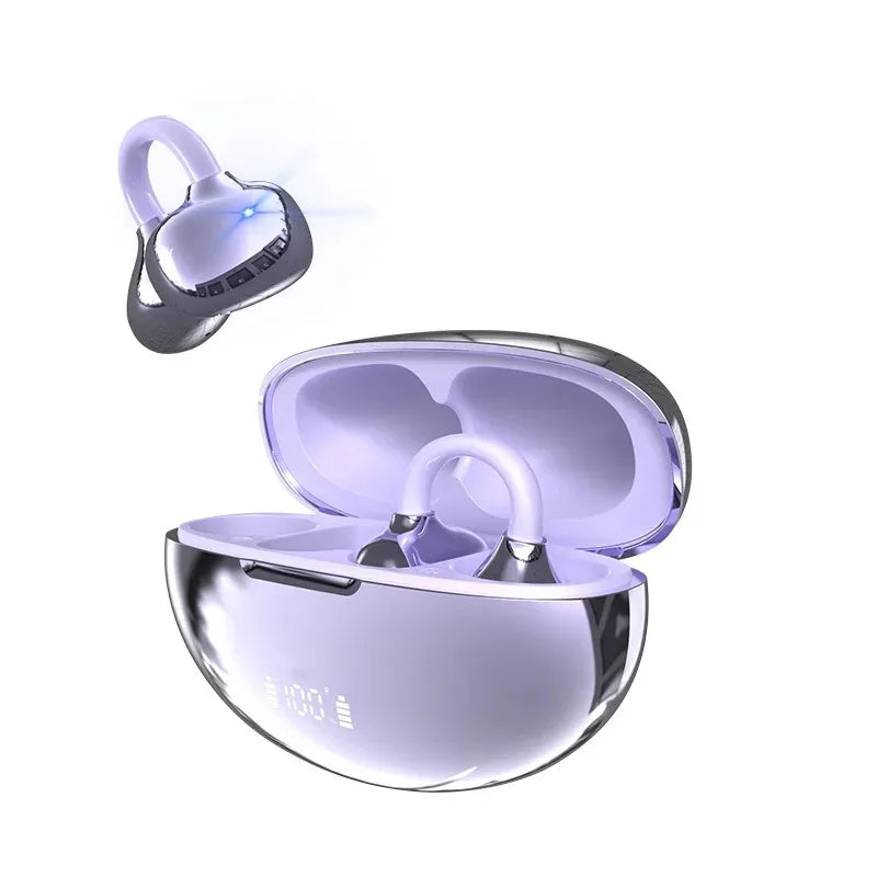 New Arrival Ear Clip-On Bluetooth Headphones Pain-Free Wear Powerful Noise Cancelling Long-Lasting Battery Built-in Mic