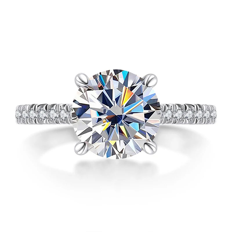JoyceJelly 2CT 3CT Portuguese Cutting Moissanite Ring S925 Sterling Silver Female Luxury Wedding Bands Fine Jewelry For Women