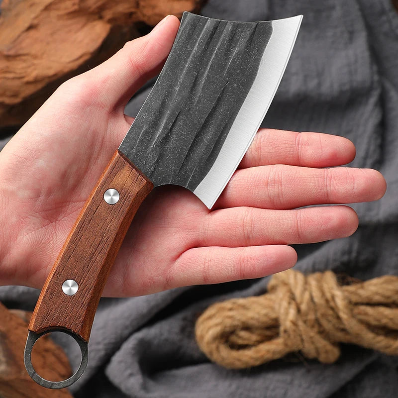 Hand Forged Meat Cleaver, Kitchen Knife for Deboning, Stainless Steel Fish Fillet Knife, Wooden Handle, Chef's Kitchen Tools