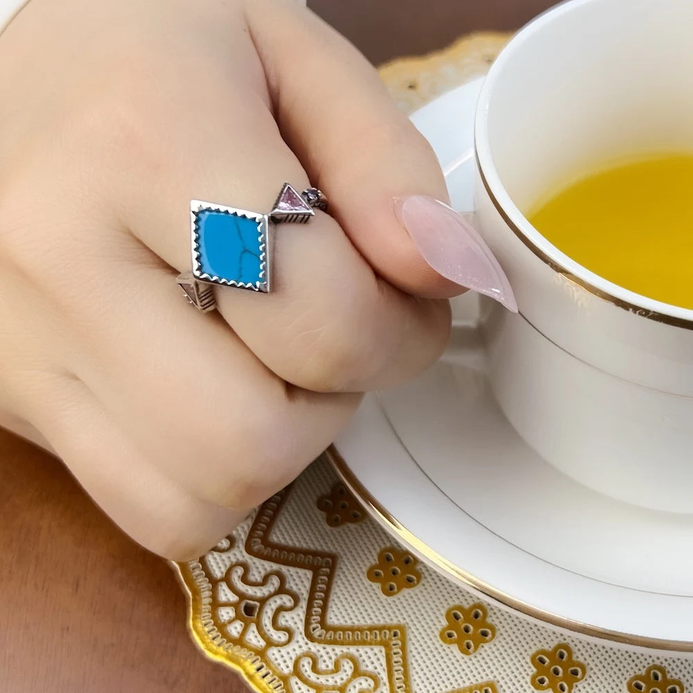 Ring Zig Zag Mother Of Pearl Abalone Brand New Europe Style Fine Good Jewerly For Women Summer Gift In 925 Sterling Silver