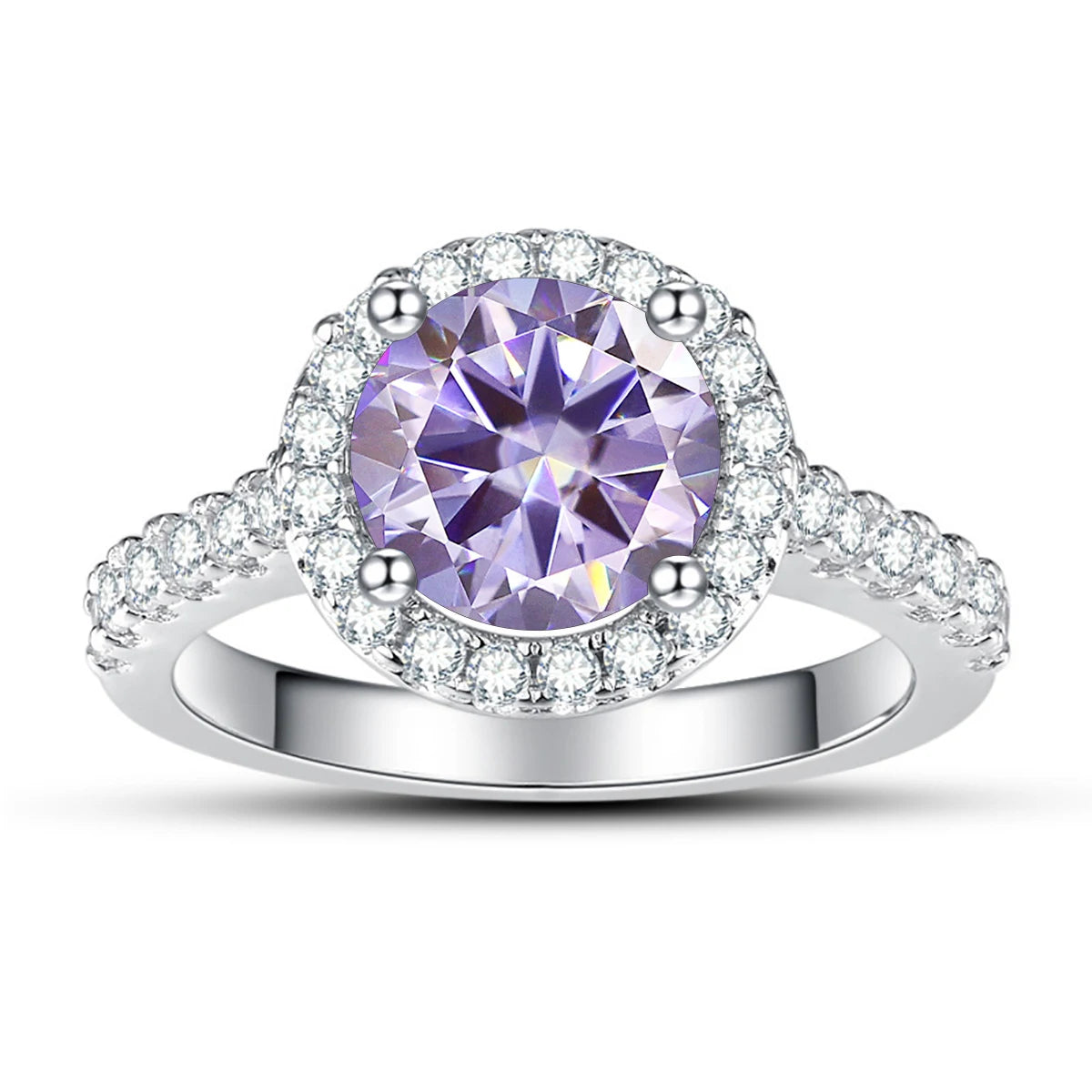 JoyceJelly Classical Women's 925 Sterling Silver Ring With Real Moissanite 1ct 2ct D Color Round Shaped Luxury Wedding Jewelry