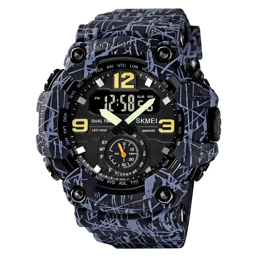 SKMEI 1637 Military Watch for Men LED Display Waterproof Quartz Wristwatch Mens Sport Digital Shockproof Clock Montre Homme 1965