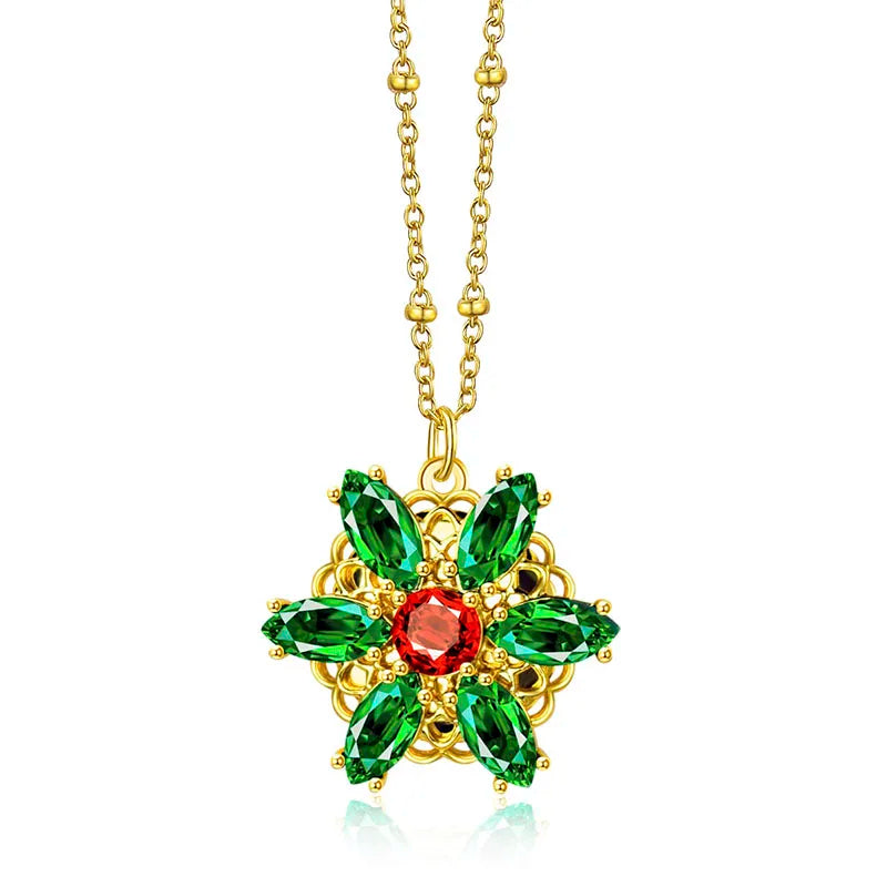 Valily Anastasia NecklaceTogether In Paris Emerald Stone Flower Necklace Lost Princess Inspired Pendant Necklace for Women