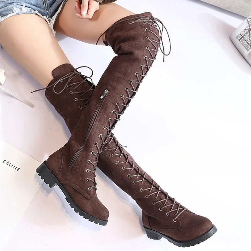 Women's Lace-Up Over-the-Knee Boots