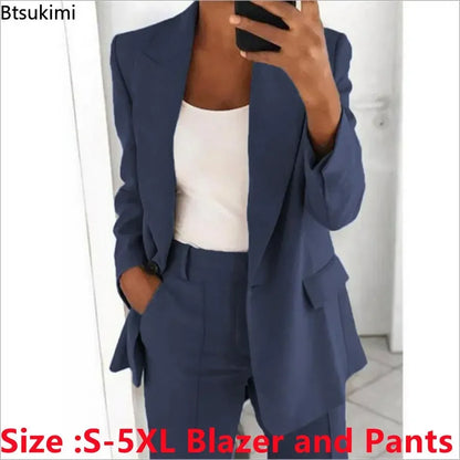 Women's Plus Size Blazer and Pants Set