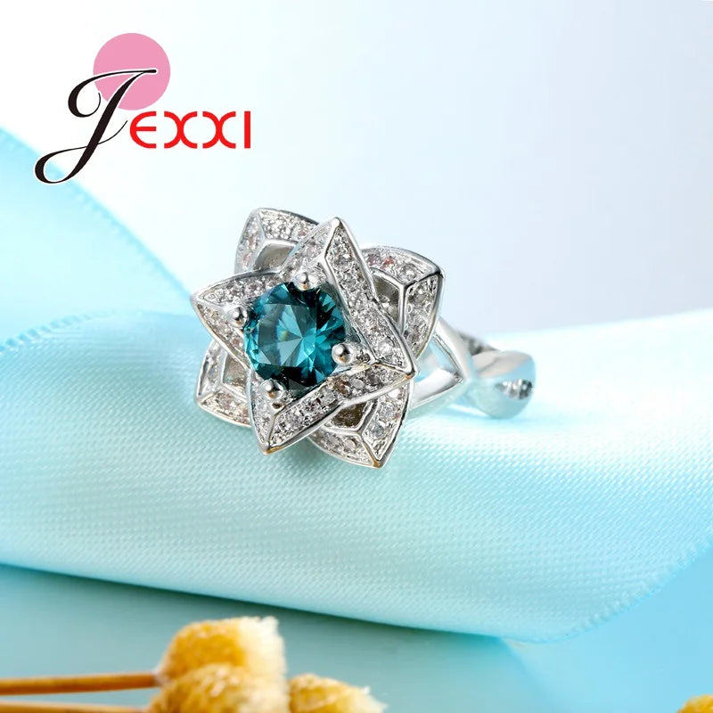 Elegant Rings with Rhinestone Crystal Gold Color Wedding Rings for Women  Fine Jewelry Engagement Accessories