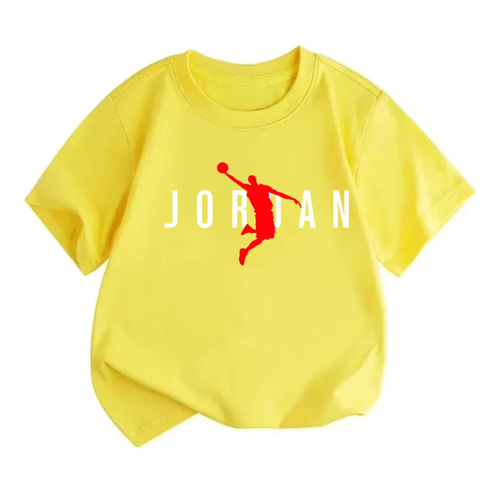 Summer Casual Kids T-shirt Breathable Cotton Jordan Print Short Sleeve Sport Tees Fashion Boy Girl Clothes