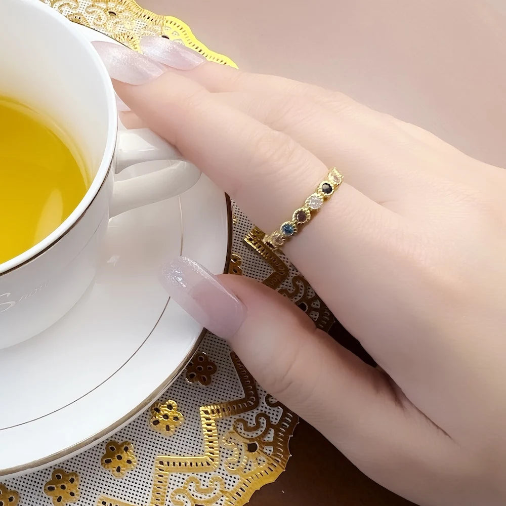 Golden Ring Royalty,Europe Fine Jewerly For Elegance Women,2023 Summer Victorian Age Vintage Gift In 925 Sterling Silver