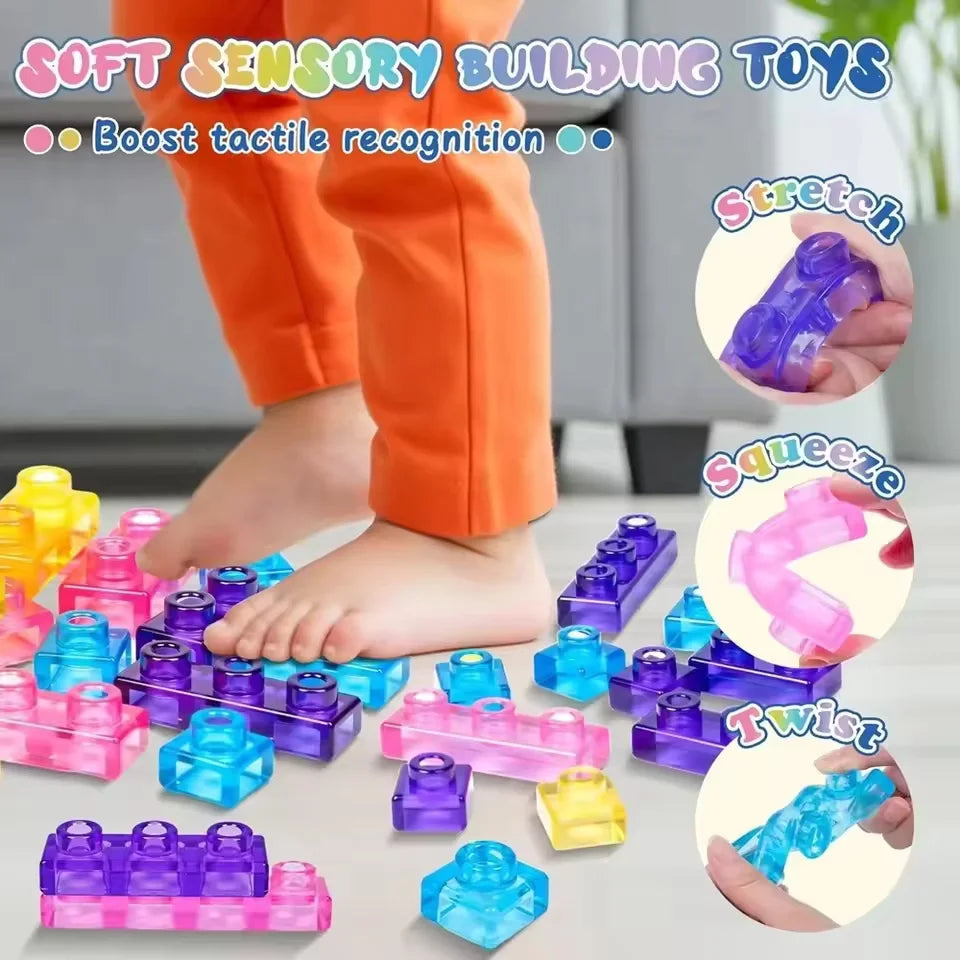 Squishy Jelly Building Blocks Soft Stretchy Sensory Toys For Kids Teens Perfect For Party Playroom Table Decor Birthday Gift