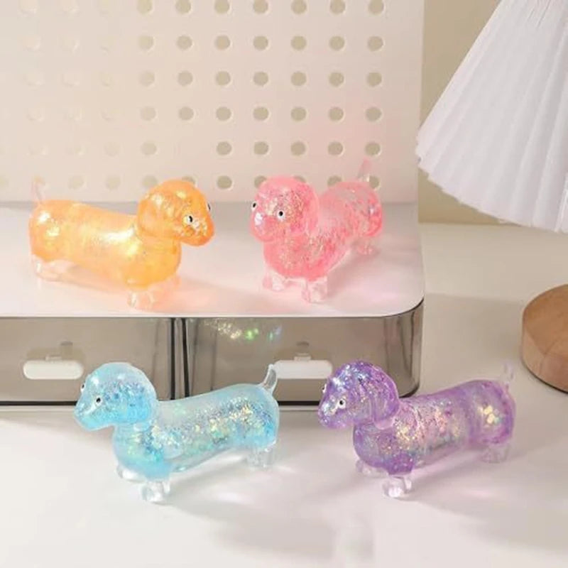 Squishy Sparkling Powder Sausage Dog Fidget Toys Soft Sensory Pinch Slow Rebound Maltose Stress Relief Toy Puppy Squeeze Squishy