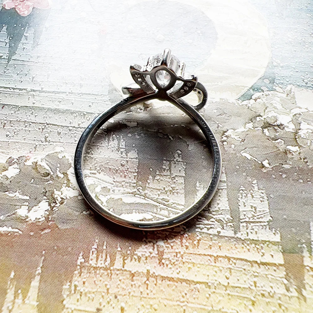 Ring Bow Knot & Drop Water Europe Style Love Jewerly For Girls Women Summer Brand New Trendy Gift In 925 Sterling Silver