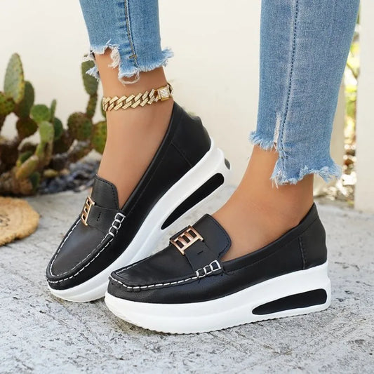 2026 New Women Vulcanized Shoes Round Toe Sneakers Outdoor Female Casual Shoes Platform Walking Women Shoes Slip-on Flat Shoe