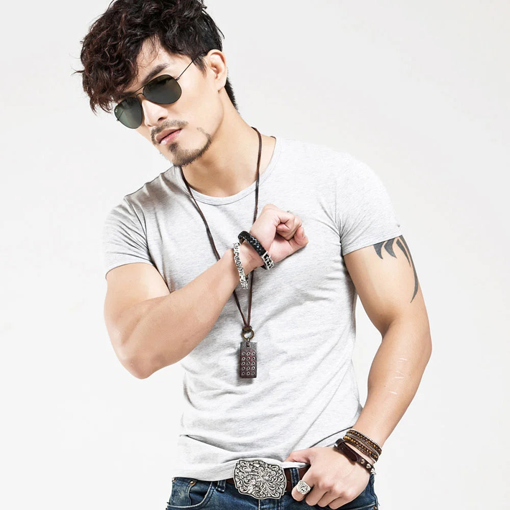 2026 Brand New Men T Shirt Men T-shirts V Neck Man T-shirt For Male Fitness Tshirts Men T Shirts Tops Tees Clothing