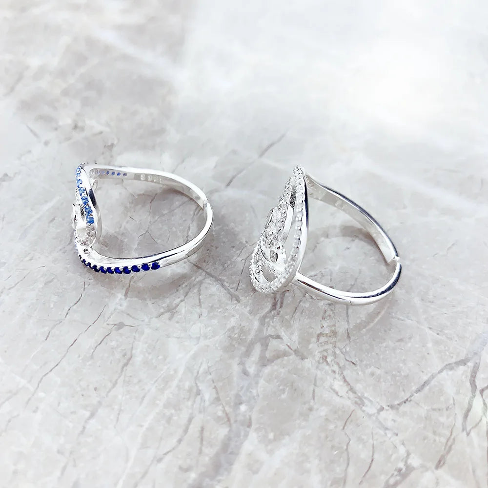 Ring Wave 2023 Summer Brand New Fine Jewerly Pure Solid 925 Sterling Silver Romantic Gift For Women